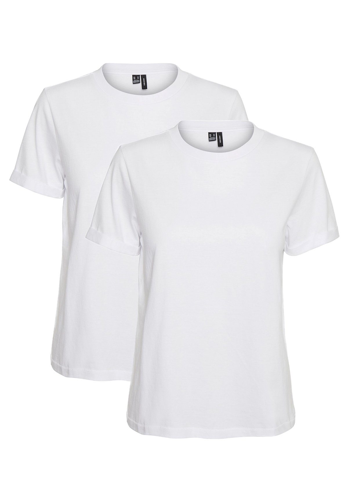Vero Moda T-Shirt 2er Pack Basic T-Shirt VMPAULA (2-tlg) 5270 in Weiß