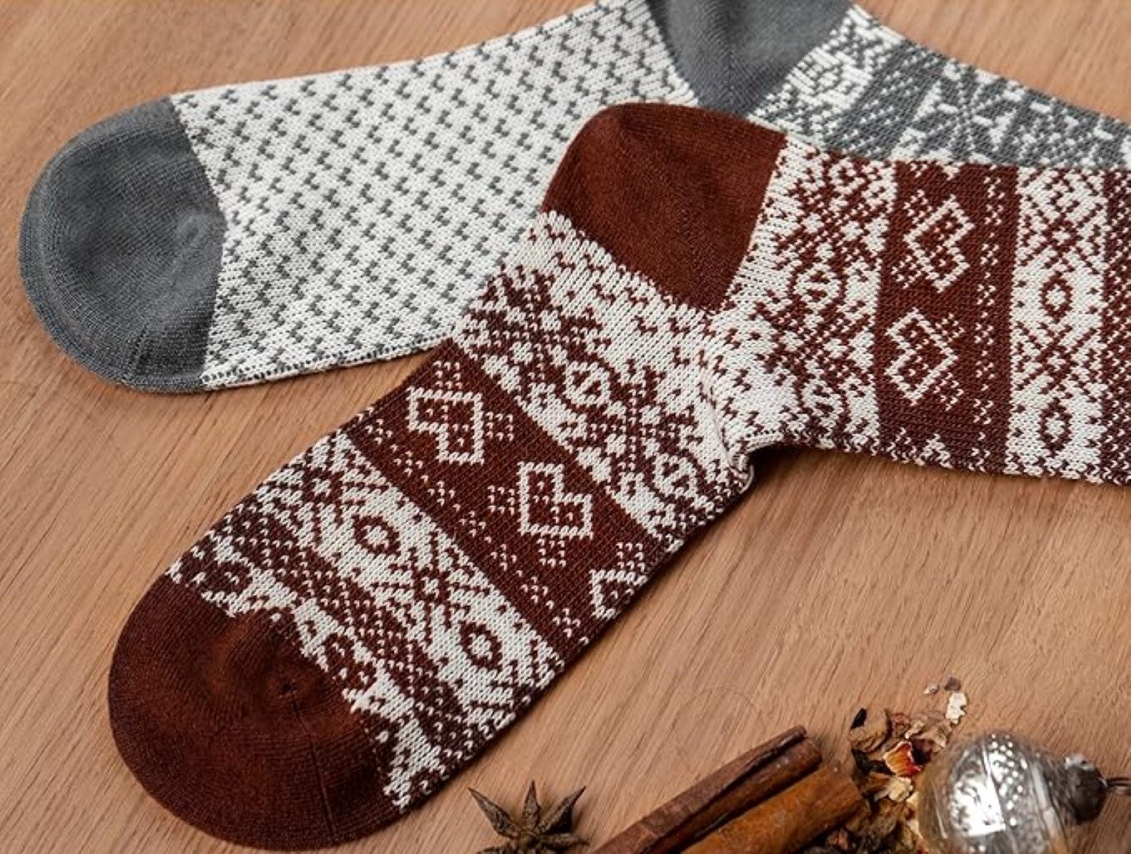 FOOTNOTE Norwegersocken Eliot (2-Paar) grau und rot, 40% Wolle