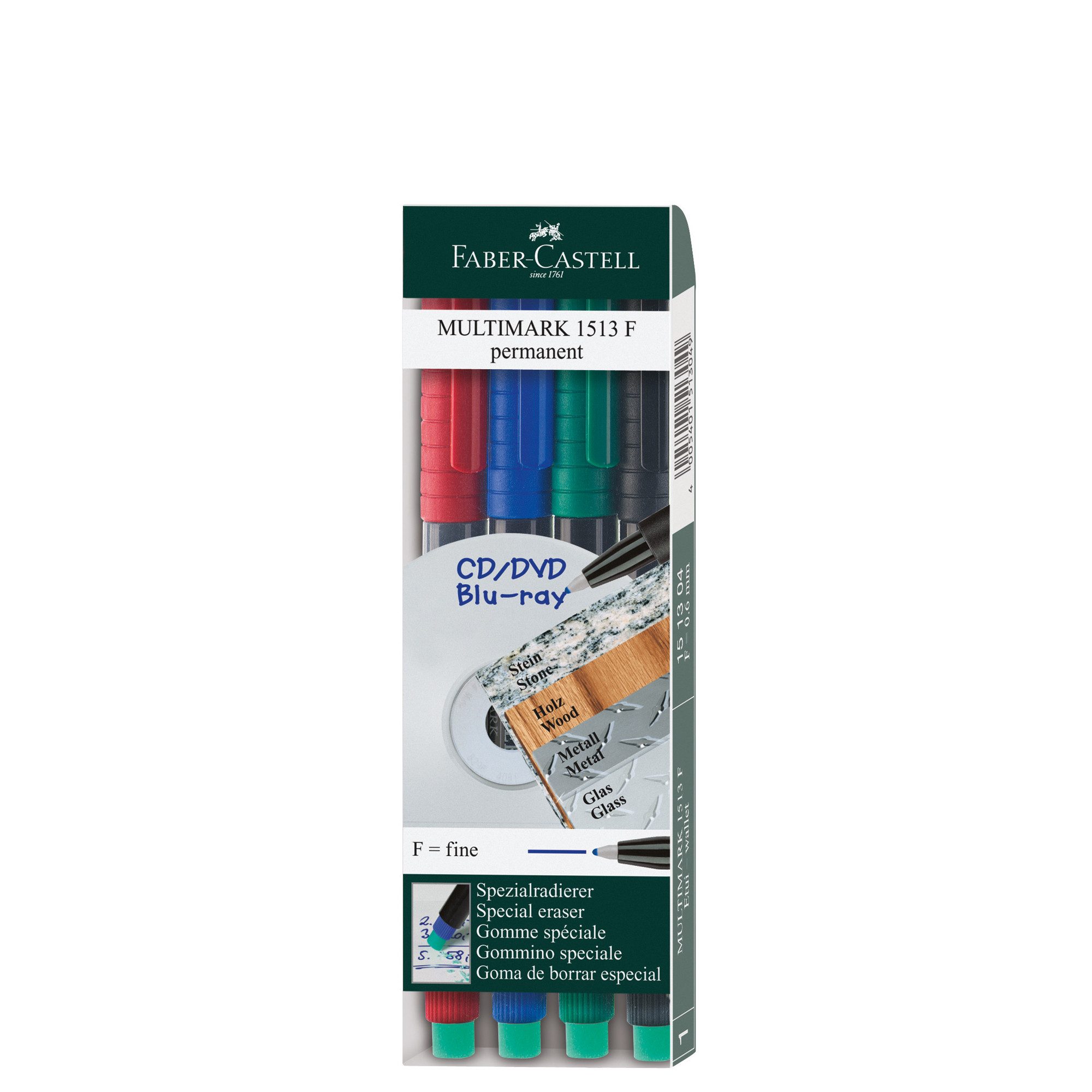Faber-Castell Marker Faber Castell Marker Multimark permanent F 0,6 mm 4er Etui