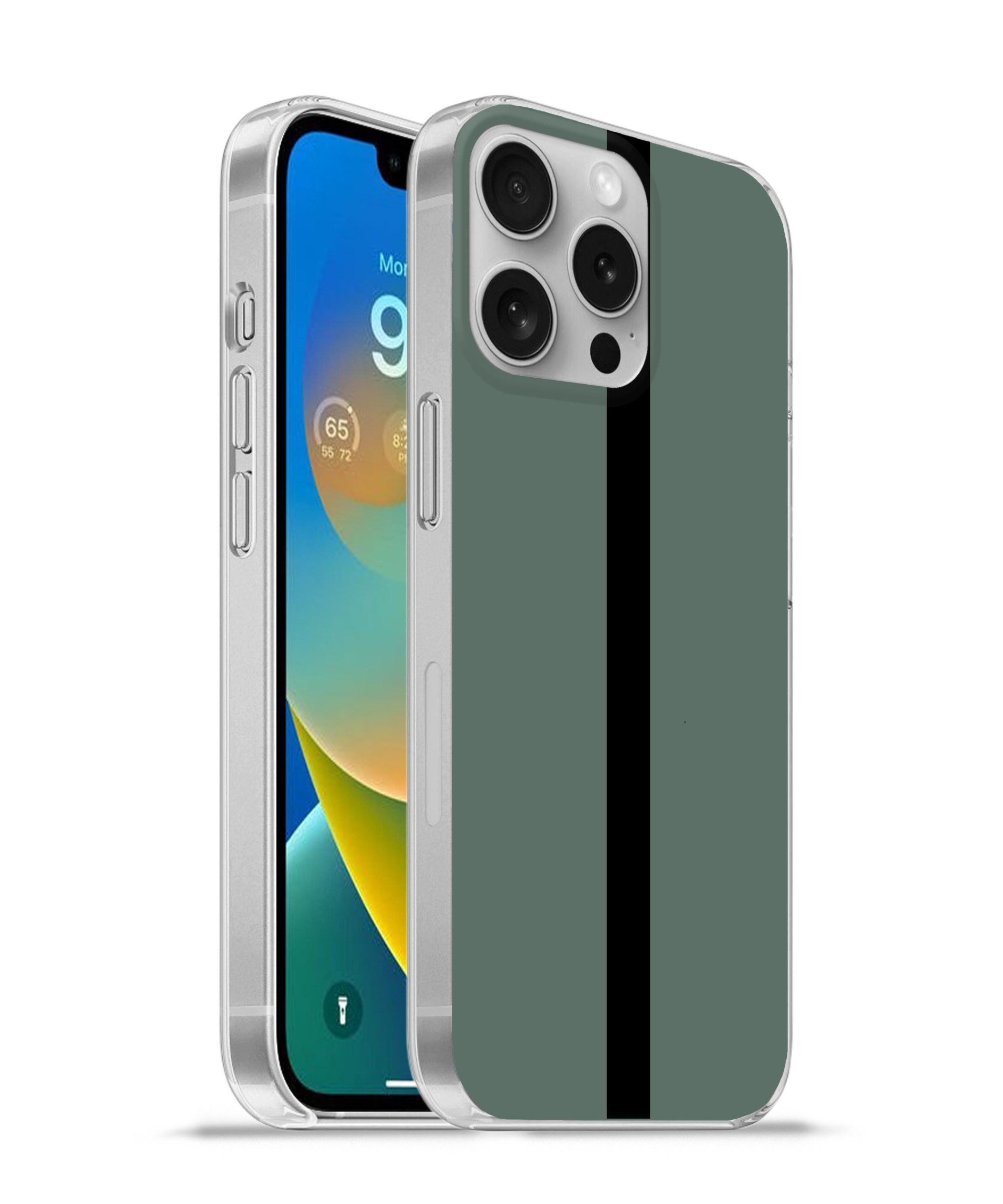 MuchoWow Handyhülle für Apple iPhone 16 Pro Grün - Schwarz - Gestreift - Minimalistisch, Smartphone-Bumper, Print, Handy Schutzhülle Dünn