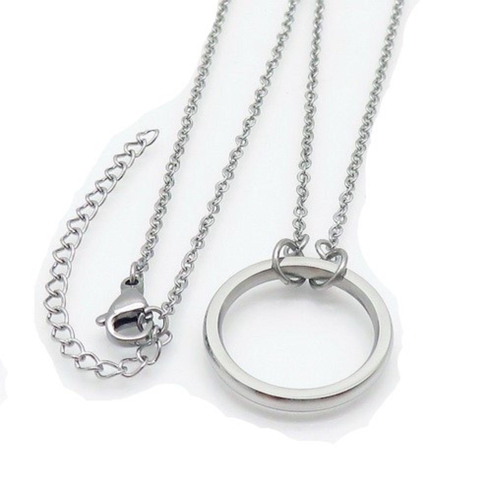 BUNGSA Ketten-Set Kette mit Ring Silber aus Titan Damen (1-tlg), Halskette Necklace | Halsketten