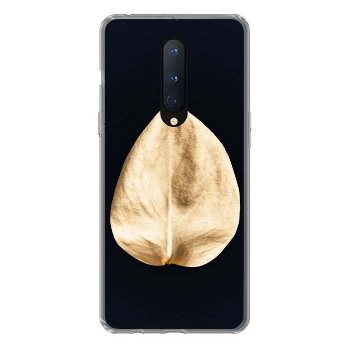 MuchoWow Handyhülle Blätter - Schwarz und Gold - Schwarz - Gold - Luxus Phone Case Handyhülle OnePlus 8 Silikon Schutzhülle