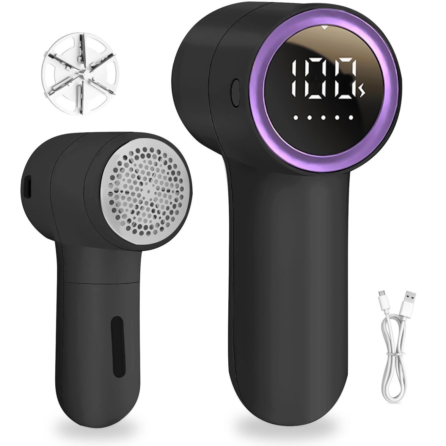 RWEUOQ Fusselrasierer Tragbarer Aufladbar Elektrisch Fusselentferner, Lint Remover, 5 Geschwindigkeiten Einstellbar, LED-Anzeige, für Verschiedene Stoffe