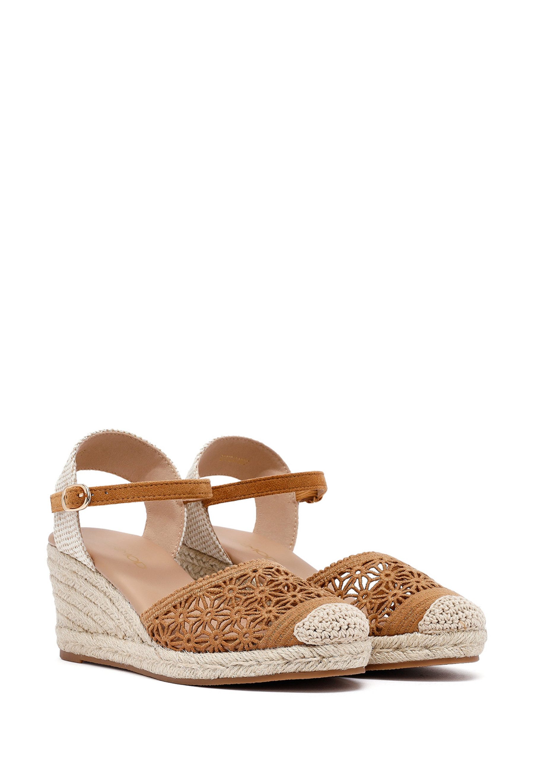 Derimod Espadrilles mit Keilabsatz aus Textil Espadrille Synthetikfutter, TPU Sohle, Absatz 7 cm