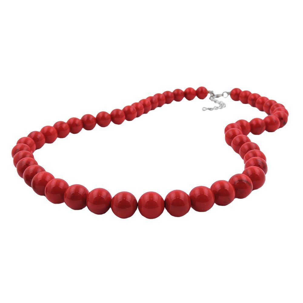 unbespielt Collier Kette Kunststoffperlen rot-schwarz-marmoriert 42 cm, Mod günstig online kaufen