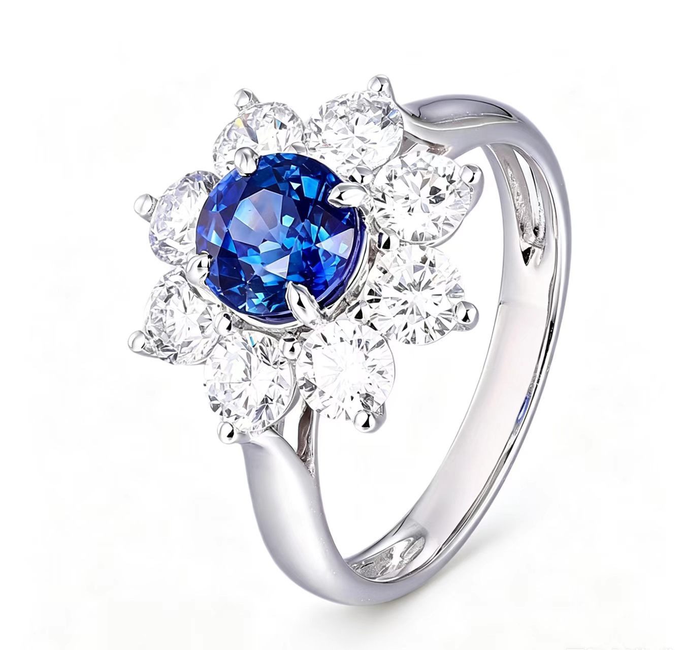 Jumpeak Diamantring 1,5ct Saphirring 585er Gold, Zertifizierter Blauer Verlobungsring, damen ring,(D/E VVS/VS),labordiamant,geschenk für frau