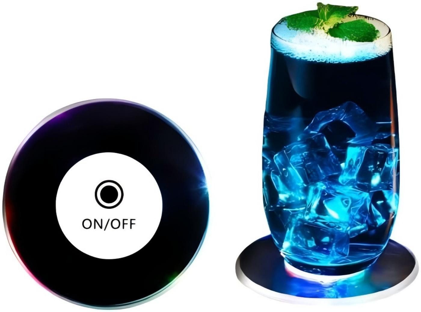 feinlux Getränkeuntersetzer Led-Untersetzer, Leuchtende Untersetzer Mit 7 Lichtmodi Zubehör, Set, für Getränke wie Bier, Tee, Orangensaft, Fruchtsaft