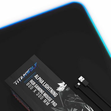 Titanwolf Gaming Mauspad (1-St), RGB Mousepad XL, 800 x 300 mm, verbessert Präzision & Geschwindigkeit