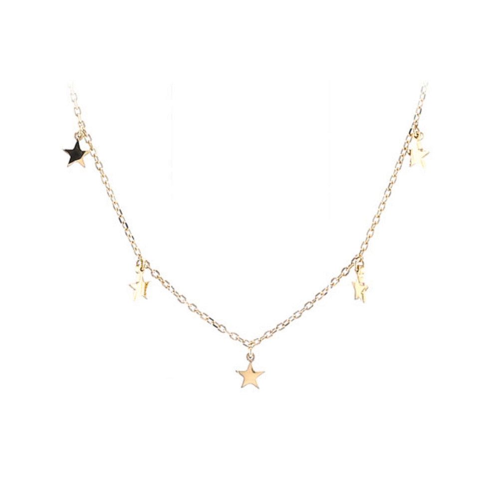 Cavill Silberkette Silbercollier 925 vergoldet mit Stern-Anhänger, 45,5-49,5 cm (1-tlg)
