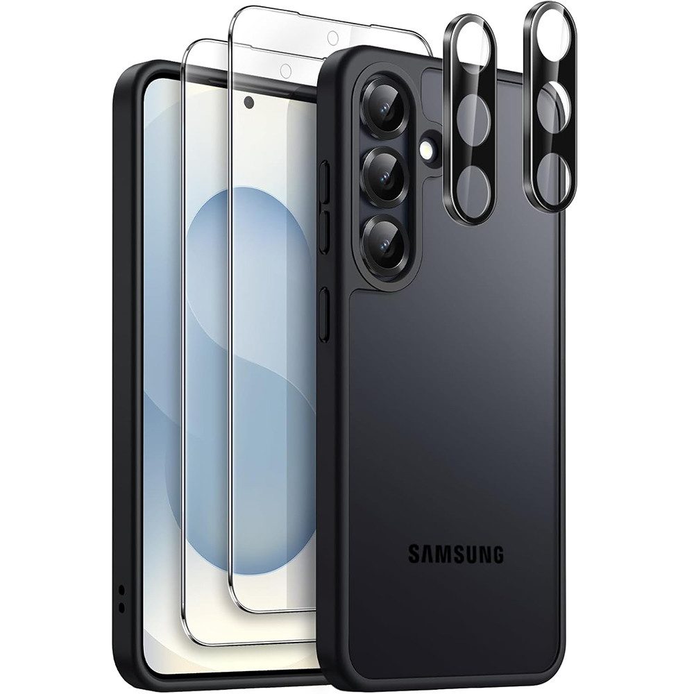 FITSU Handyhülle Hülle für Samsung Galaxy S25 Case mit Schutzglas und Kameraschutz 6,2 Zoll, Case für Galaxy S25 Hülle mit Schutzglas und Kameraprotektor