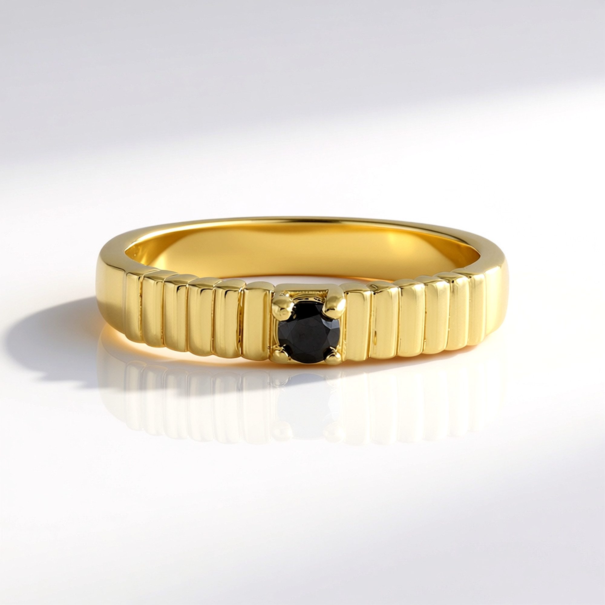 Cavill Diamantring Schwarzer Diamant Goldplattierter Silberring (1-tlg)
