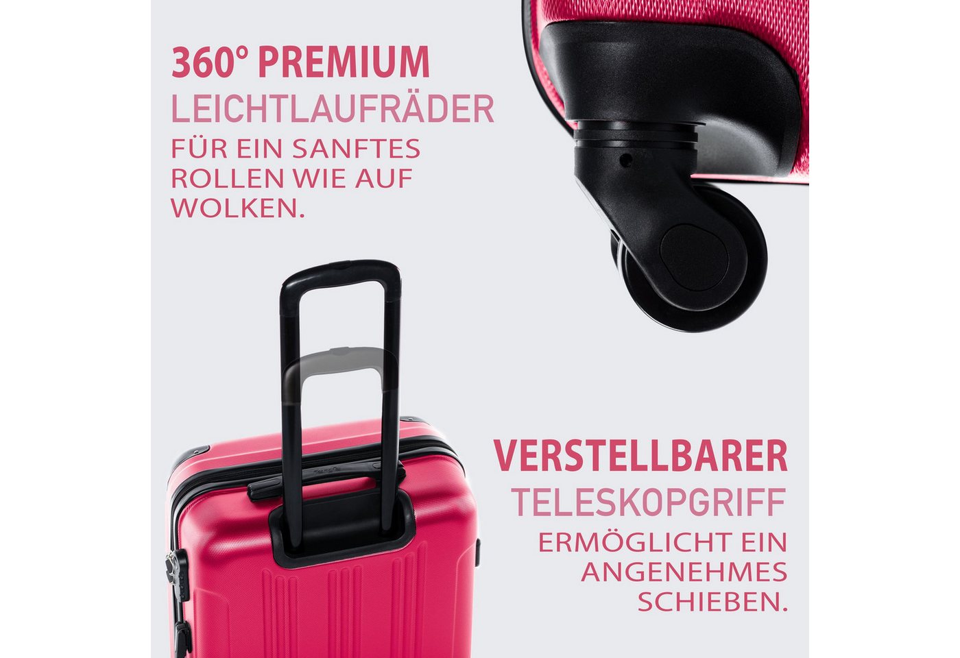 FERGÉ Kofferset Hartschale 3 teilig Koffer Set mit Schutzecken QUÉBEC, 4 Rollen, (3er Kofferset stabil und leicht mit Zahlenschloß, 3 tlg., Hartschalen-Trolley Set 3 Größen Handgepäck Koffer M XL), Trolley 3er Koffer Set, Reisekoffer 4 Rollen, Premium Rol