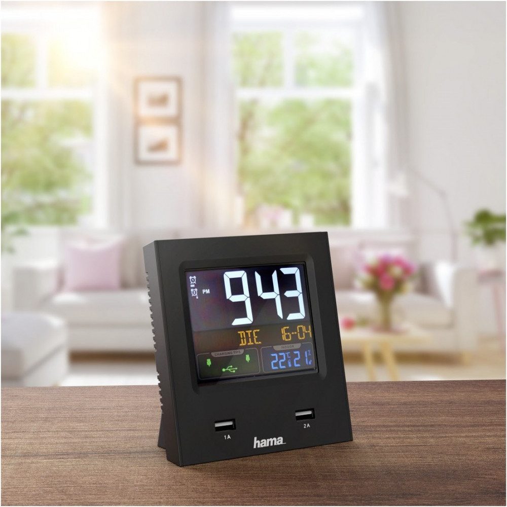 Hama Funkwecker Hama Dual-USB schwarz - Multifunktionsladegerät.