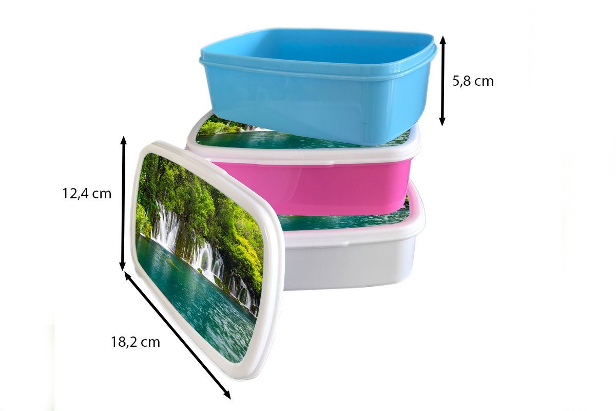 Brotbox Thailands, Brotdose, Wasserfälle (2-tlg), der Natur Lunchbox oberhalb Erwachsene, MuchoWow für Jungs weiß Kunststoff, grüne und und Kinder in Mädchen Die für