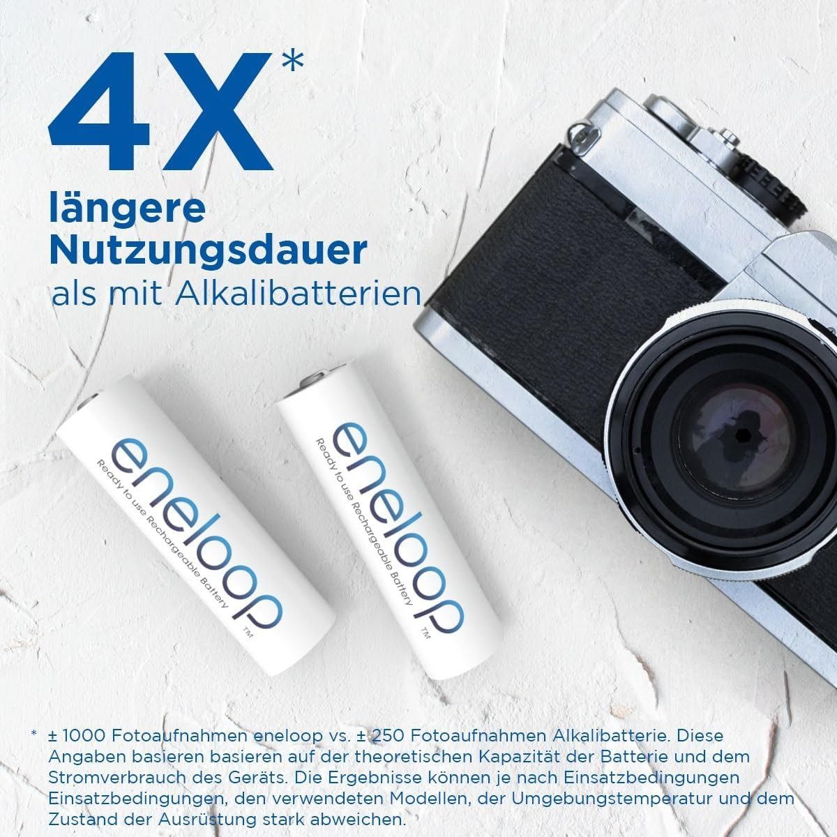 eneloop NiMH AA Akkus 4 Stk. – 2000 mAh, wiederaufladbare Batterien Batterie, wiederaufladbar