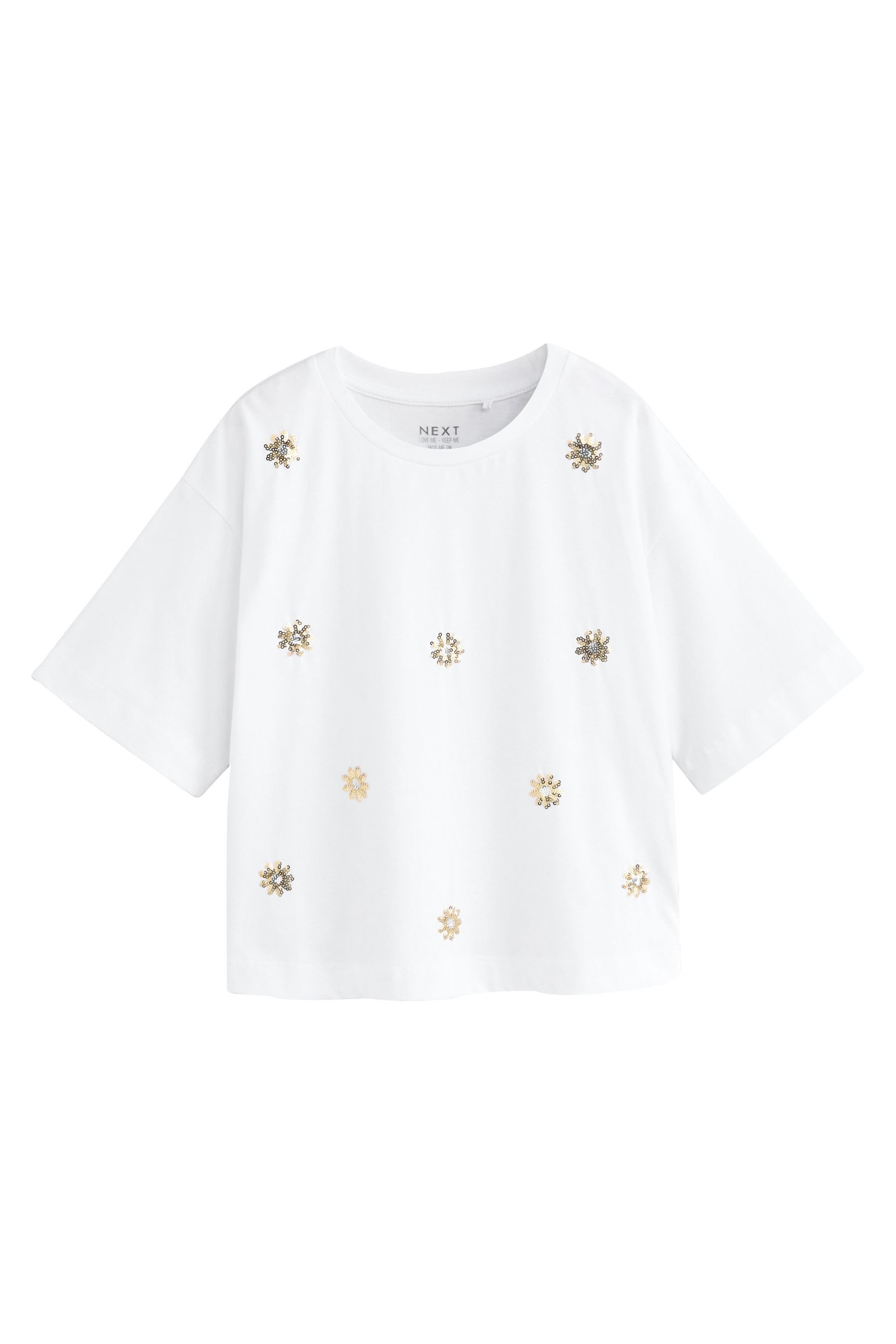 Paillettenshirt Kastiges Oversized Fit T-Shirt mit Pailletten