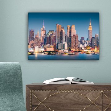 OneMillionCanvasses® Leinwandbild New York - Wasser - Manhattan, (1 St), Wandbild Leinwandbilder, Aufhängefertig, Wanddeko, 30x20 cm
