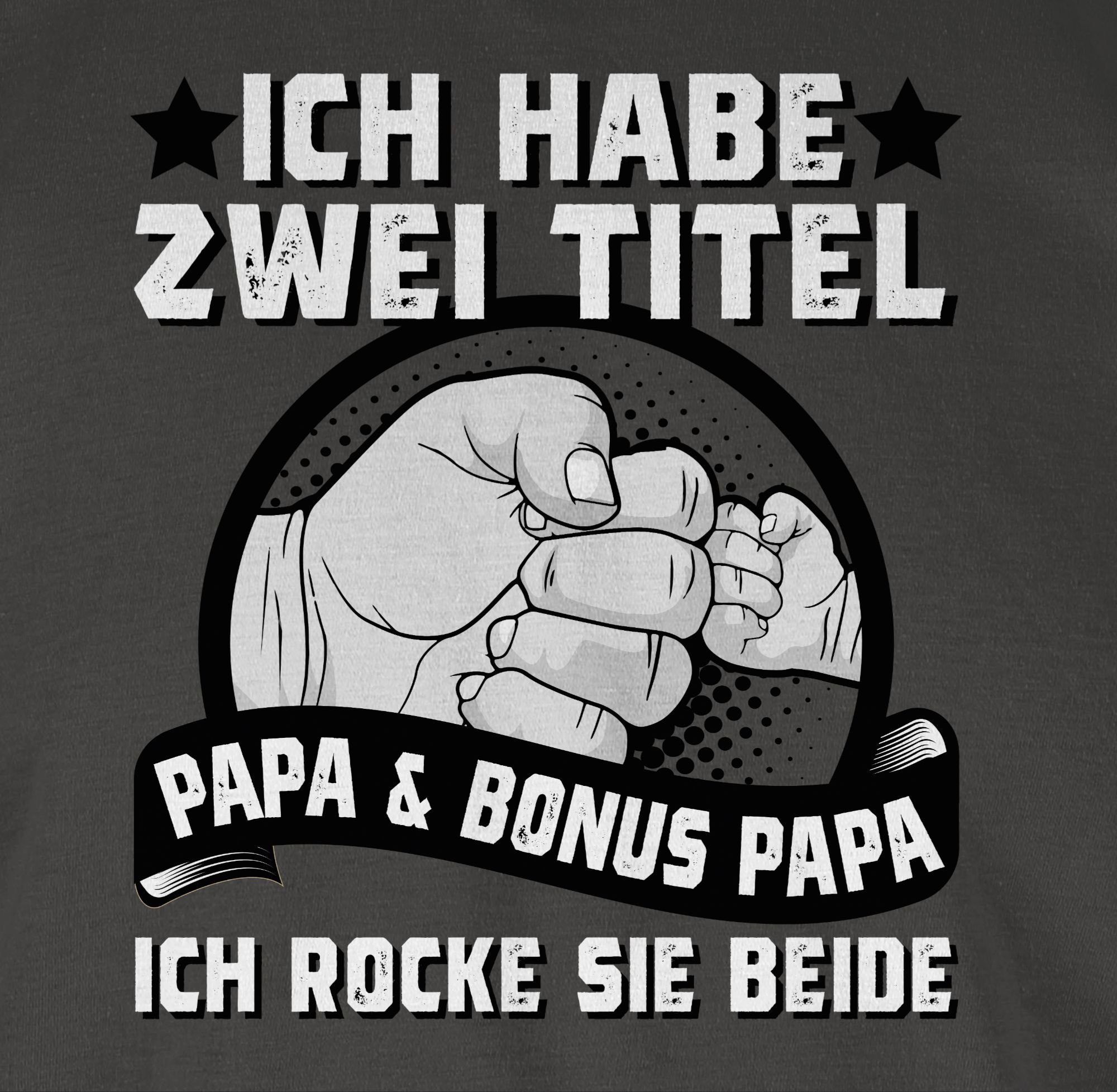 Shirtracer T-Shirt Ich für I 1 zwei Papa Dunkelgrau Titel Bonus Vatertag - Geschenk und Papa habe Stiefvater Papa