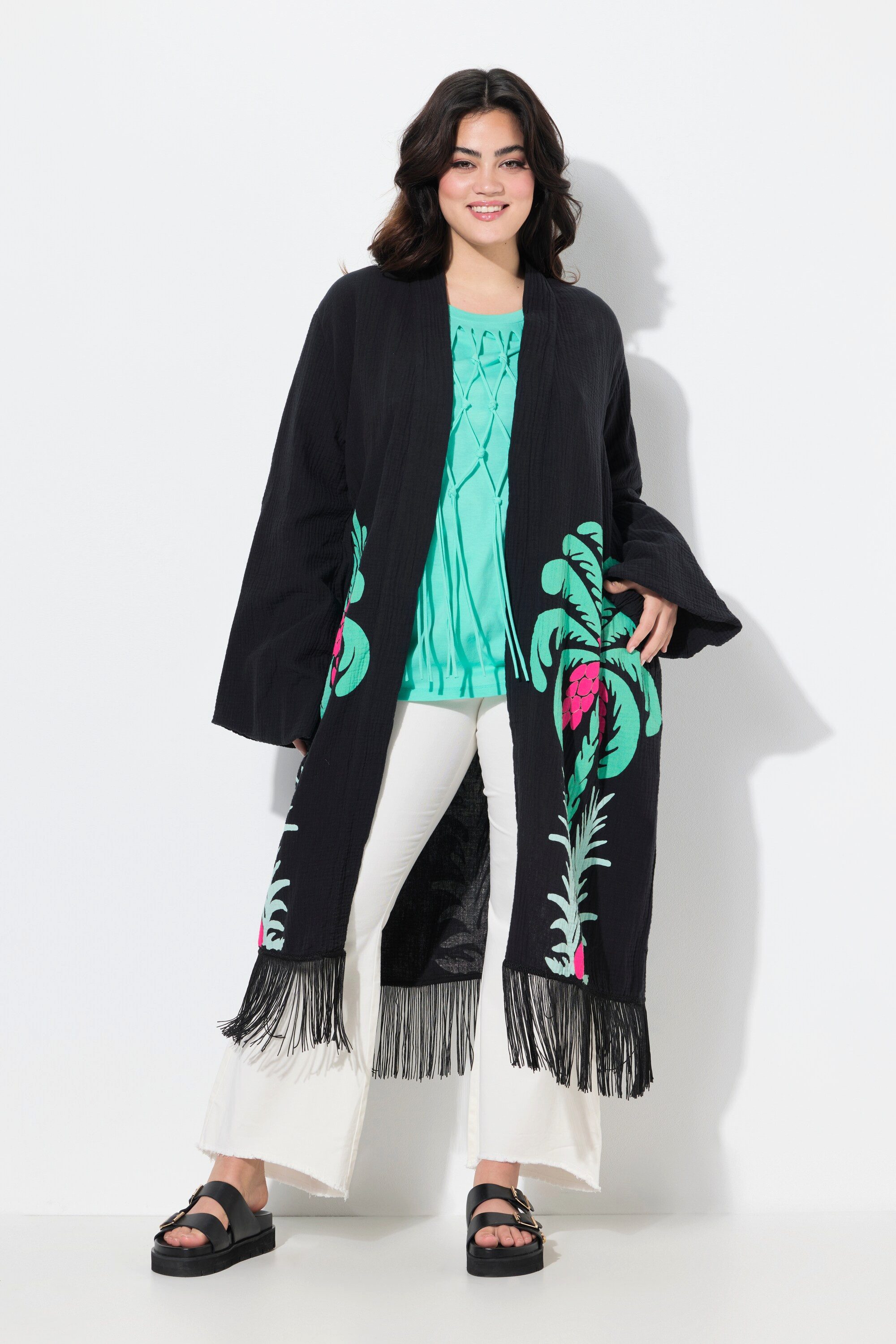 Angel of Style Sommerjacke Kimono Musselin Palmen-Print günstig online kaufen