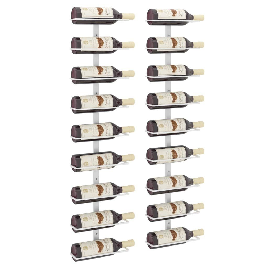 vidaXL Weinregal Wand-Weinregal für 9 Flaschen 2 Stk. Weiß Eisen, 1-tlg.