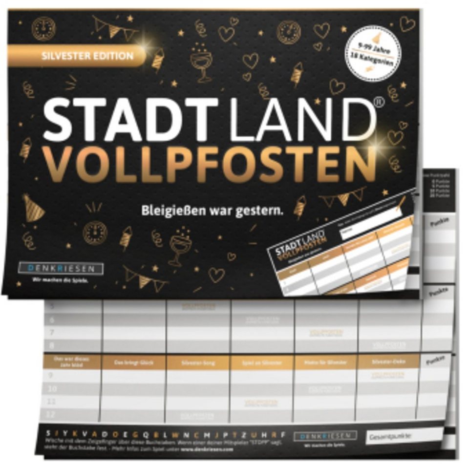 Stadt Land Vollpfosten Vorlage Für Erwachsene Denkriesen Spiel, »STADT LAND VOLLPFOSTEN® - SILVESTER EDITION