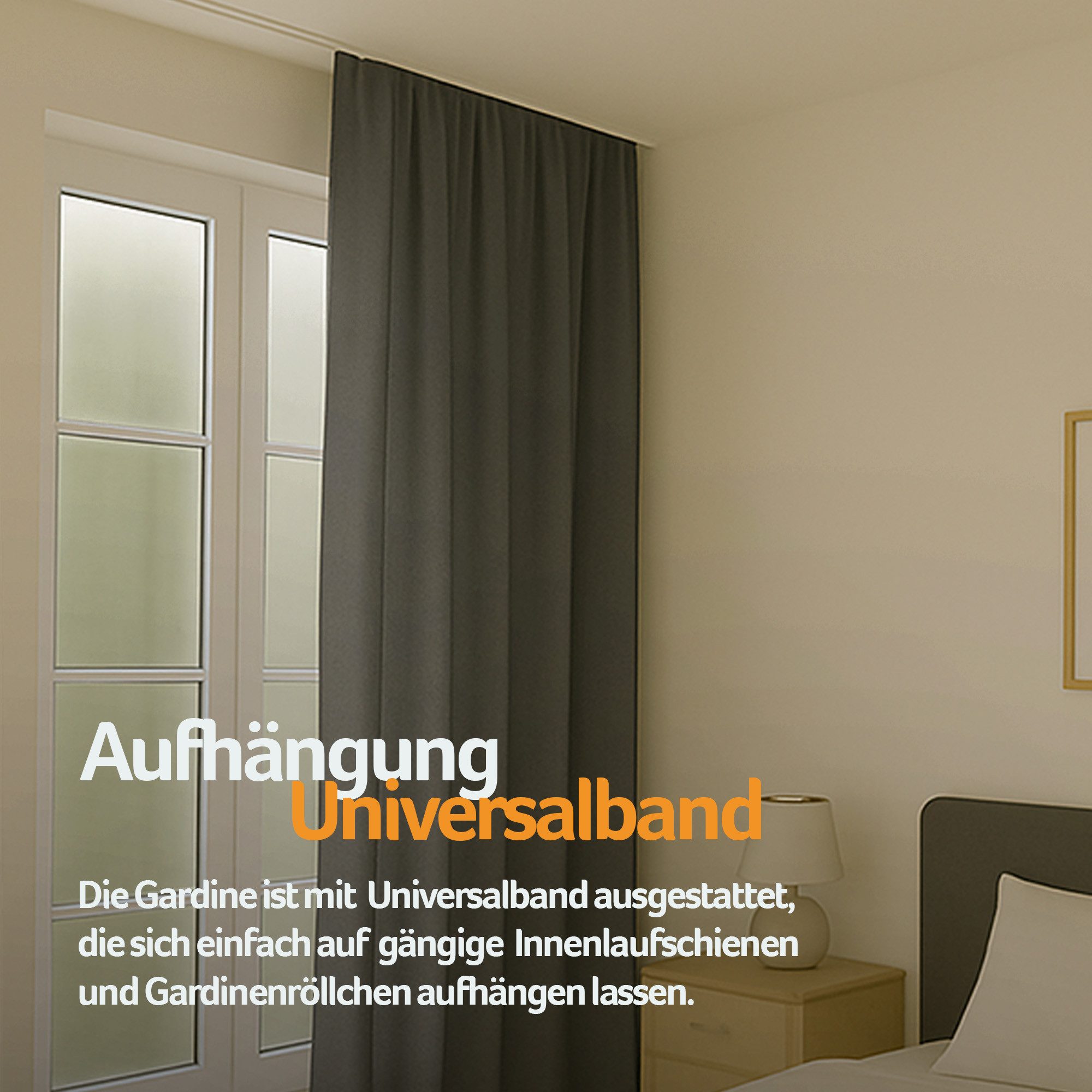 Bestlivings Vorhang "Ellen" mit Universalband (1 St), Kräuselband, blickdicht, Mikrofaser satinähnlich, einfarbig, waschbar bei 30°C, meist bügelfrei – Bild 3 von 5