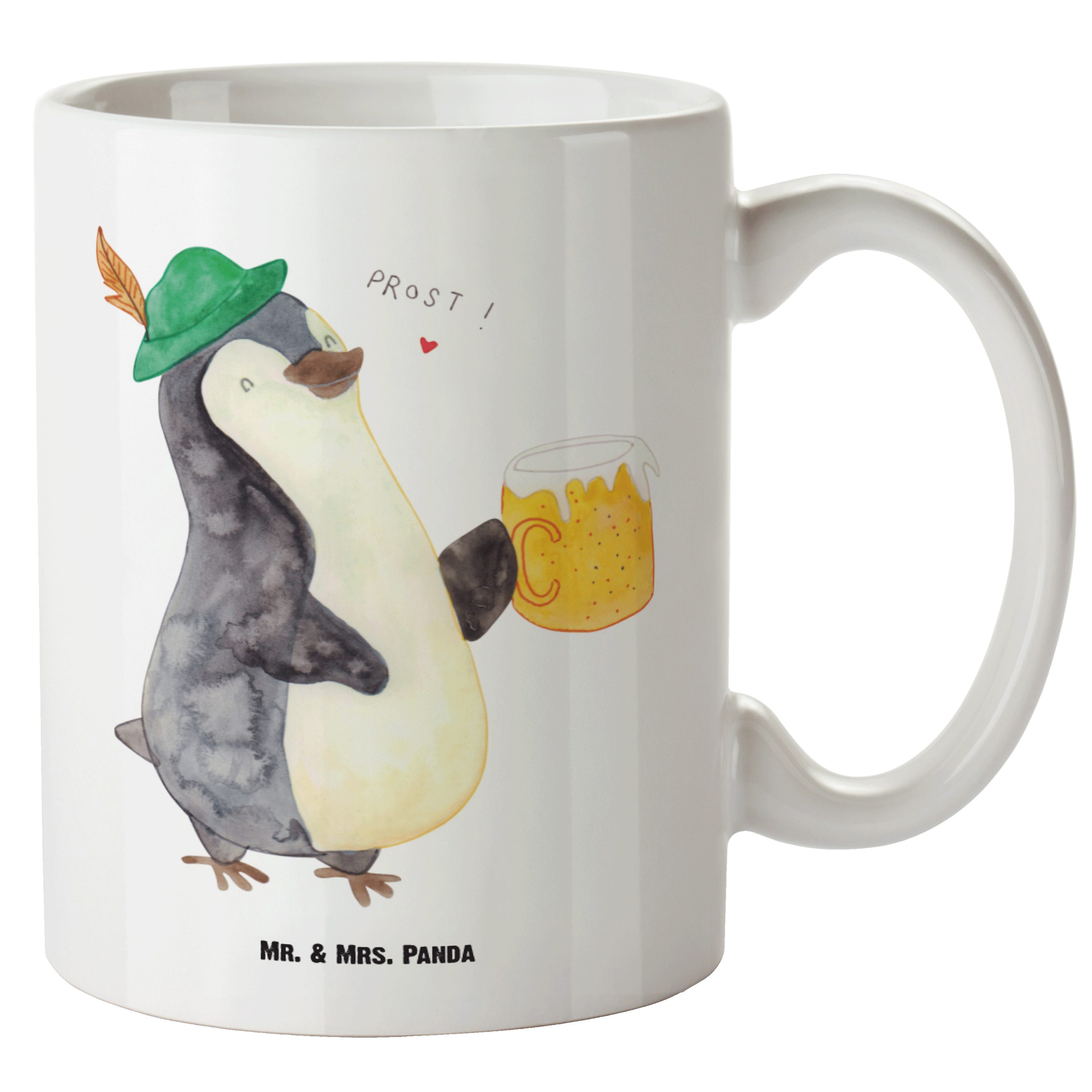 Mr. & Mrs. Panda Tasse Pinguin Bier - Weiß - Geschenk, XL Becher,  Feierabend, XL Tasse, Groß, XL Tasse Keramik