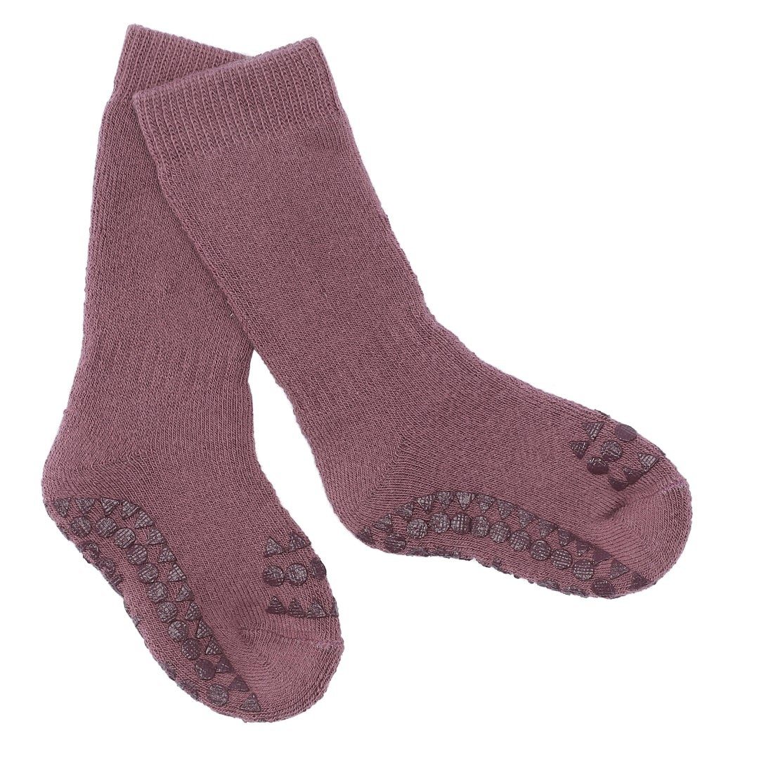Socken (Misty Baby Krabbel Kleinkinder Gummi Kinder Noppen Plum) mit Rutschfeste antirutsch GoBabyGo Strümpfe Stoppersocken - ABS-Socken -