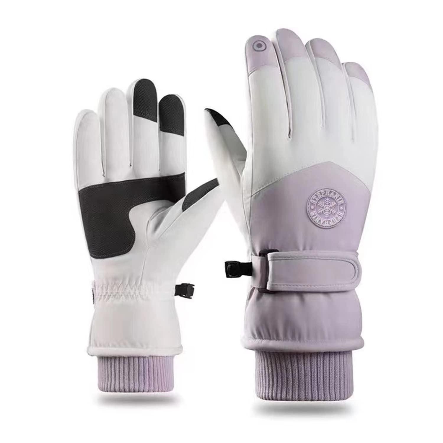 LuxusKollektion Skihandschuhe Winterhandschuhe Herren Damen Purple/White Touchscreen Wasserdicht (1-St)