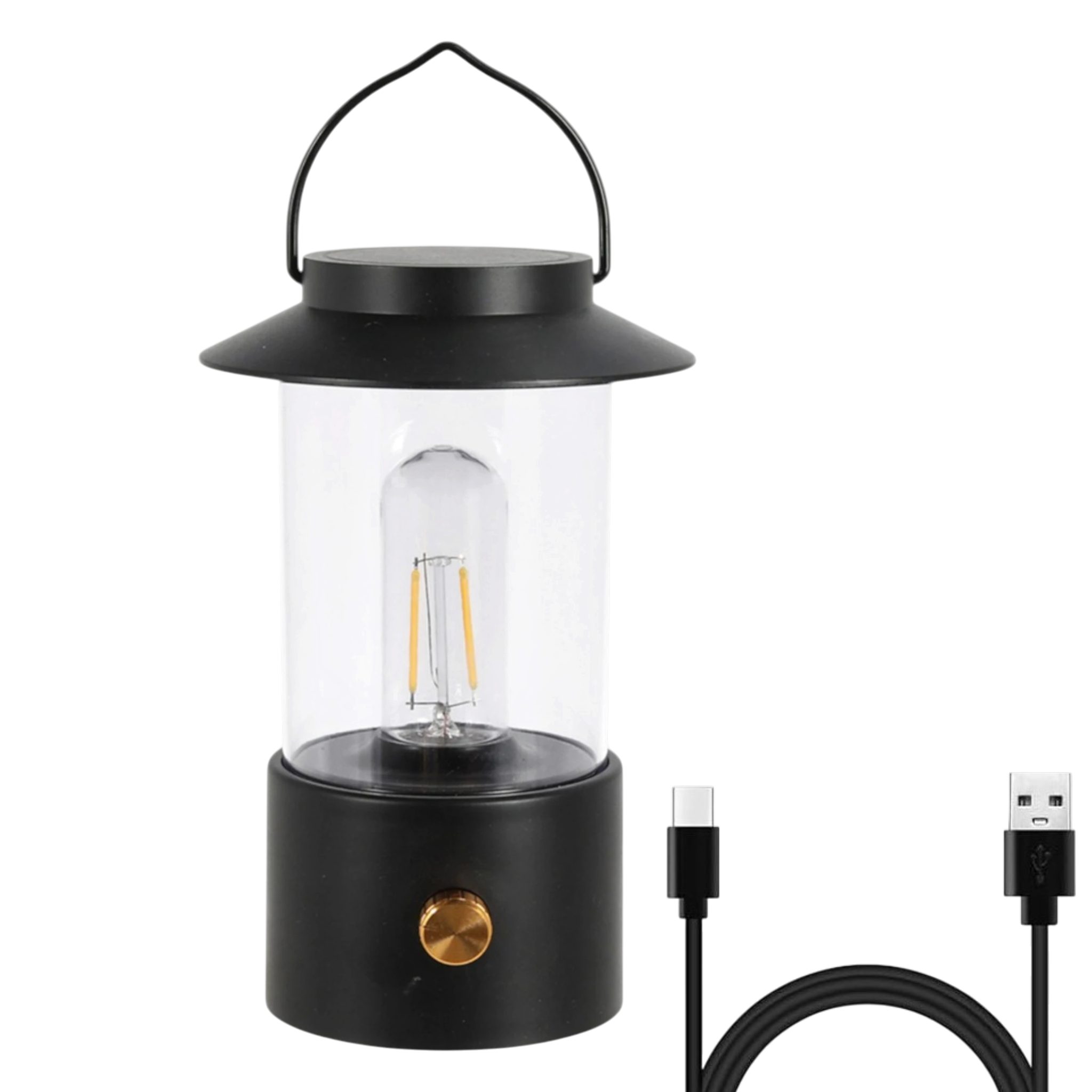 Meinposten LED Tischleuchte Lampe Campinglampe stufenlos Dimmbar LED schwarz Laterne AKKU USB, LED fest integriert, Tageslichtweiß