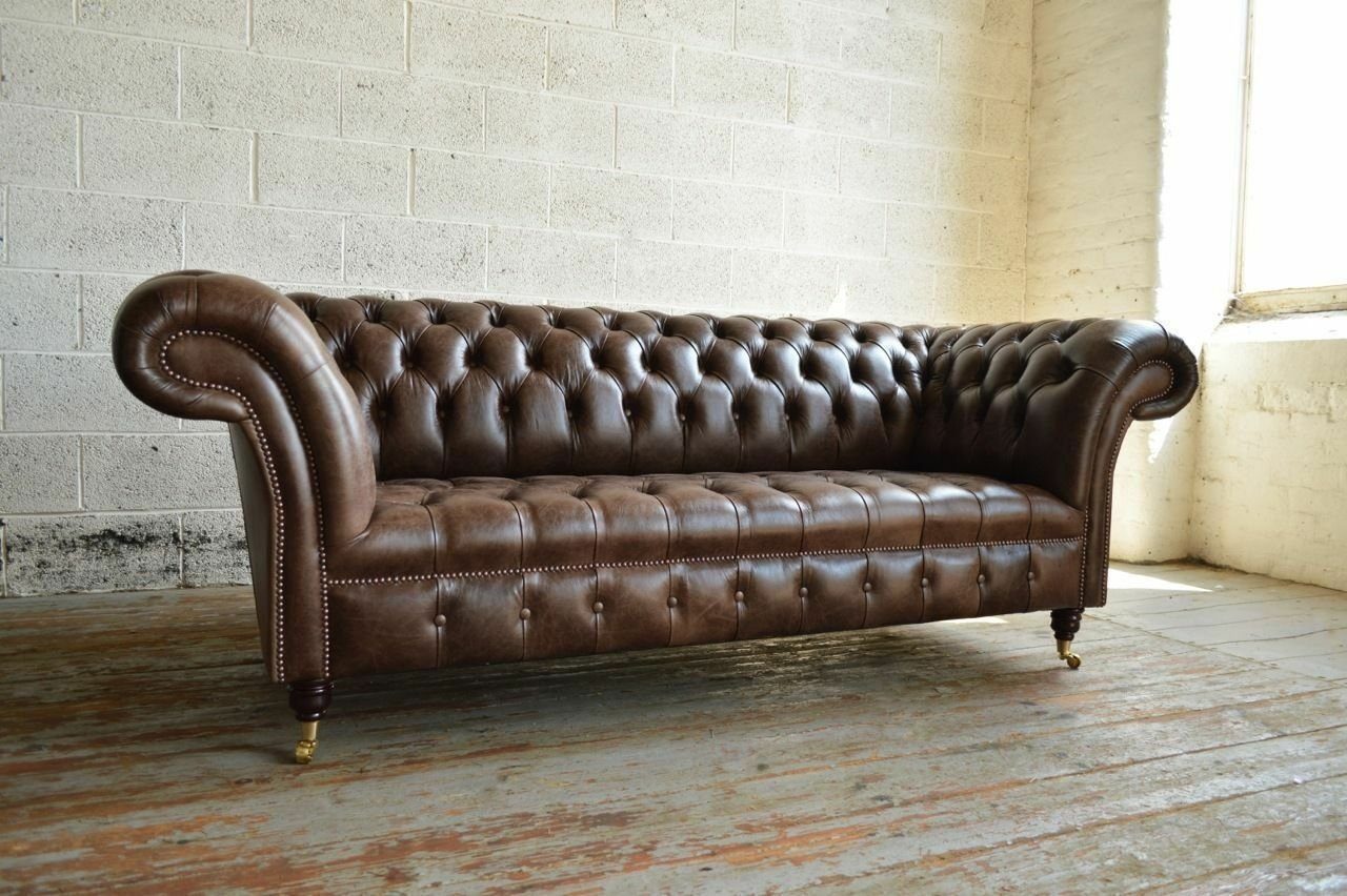 Europa Teile, 100% Leder Couch Luxus Leder 1 Sofa Design Chesterfield Sofort, Chesterfield-Sofa Polster JVmoebel in Made