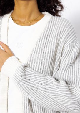 SASSYCLASSY Cardigan Oversize 2-farbig gerippter Cardigan