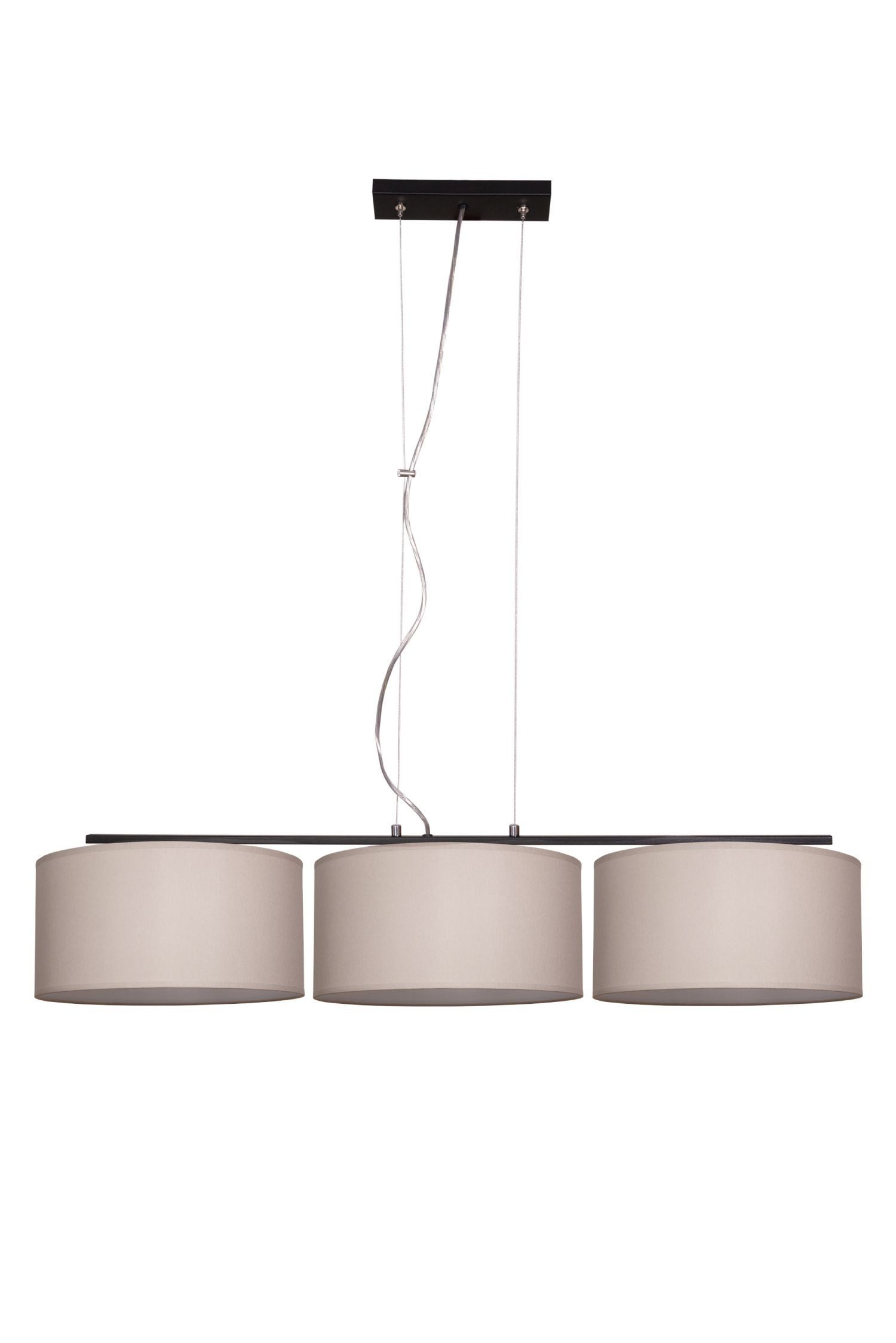 Licht-Erlebnisse Pendelleuchte BIRNO, ohne Leuchtmittel, Stoff Metall H: max. 100 cm Schwarz Sandfarben Nickel E27 3-flammig