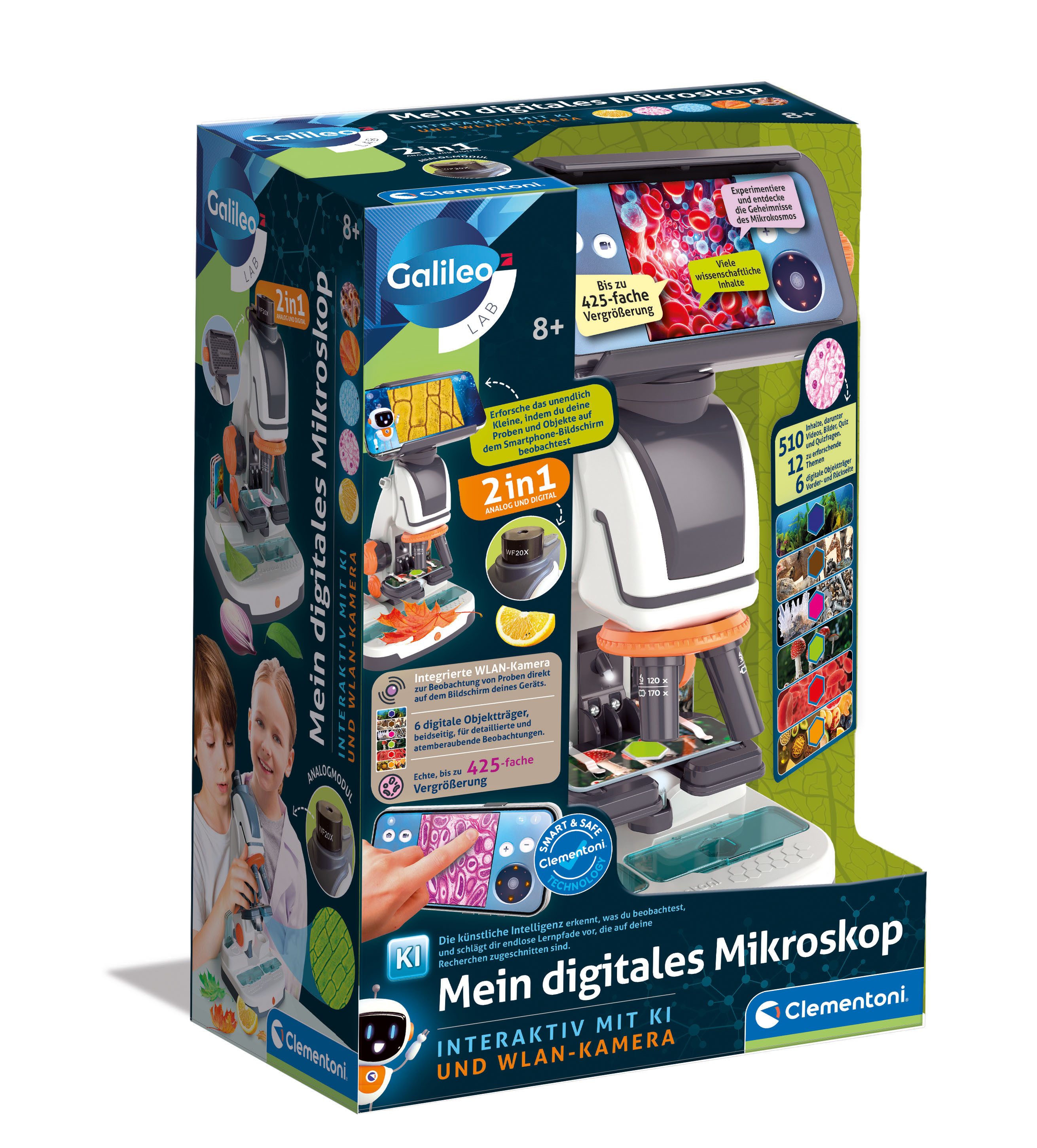 Clementoni® Experimentierkasten Galileo Lab, Mein digitales Mikroskop, mit Wi-Fi-Kamera und 2 Lichtern