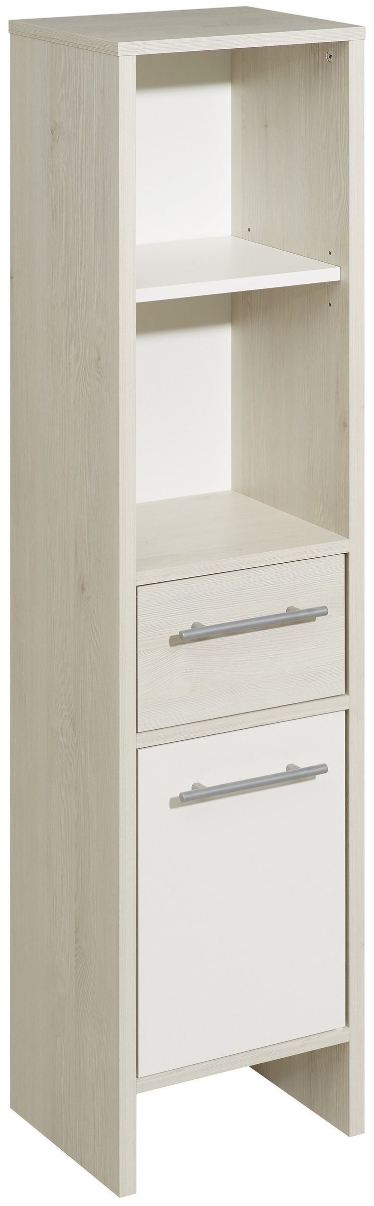 PELIPAL Midischrank in Pinie Ida Hell / Weiß Glanz mit einer Schublade und einer Tür (BxHxT: 33x136,2x28 cm)