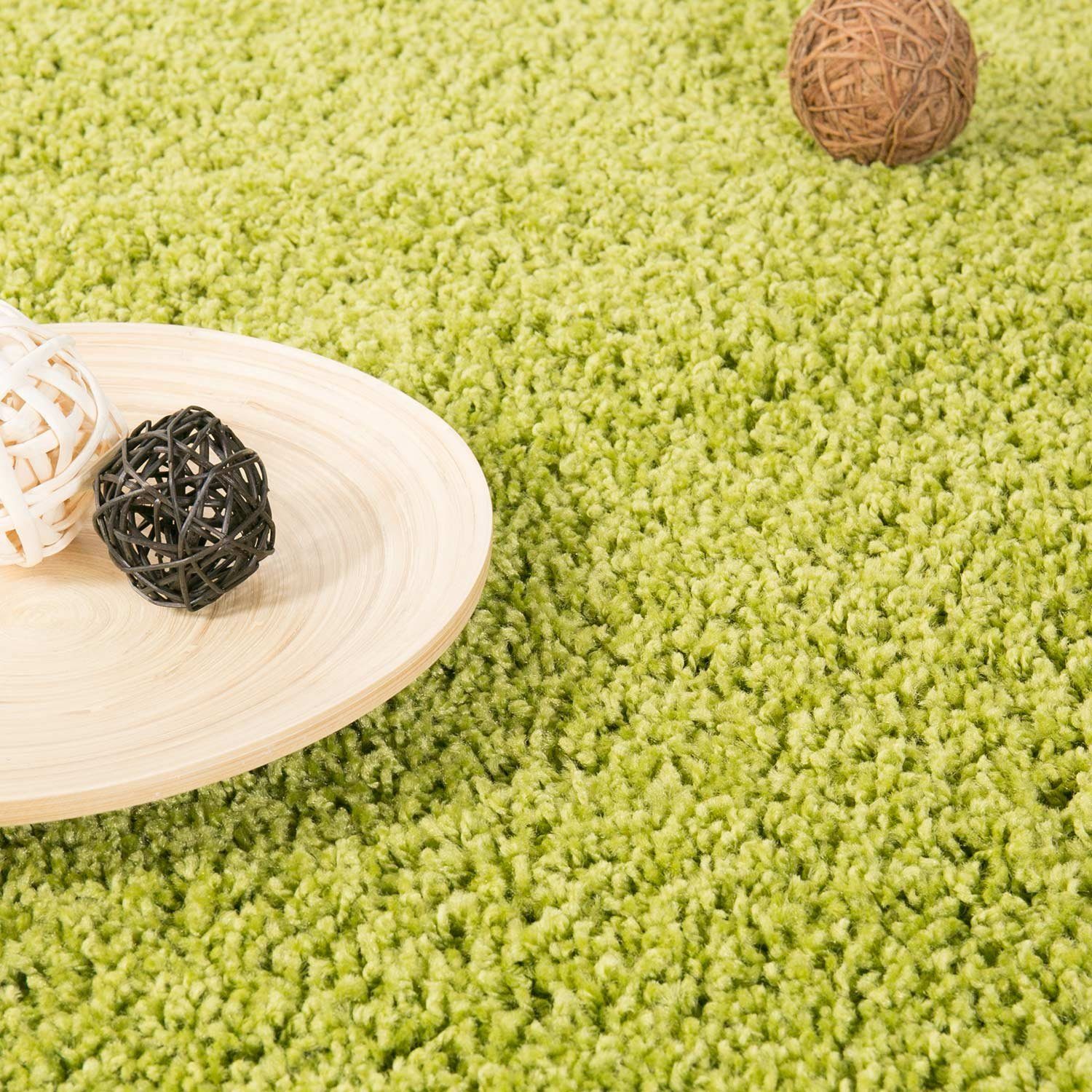 Vimoda Hochflor-Läufer Shaggy, Hochflor Teppich in 13 Uni Farben, Runde Teppiche, Rund, Höhe: 25 mm, teppichläufer flur, Teppich Wohnzimmer, teppich schlafzimmer