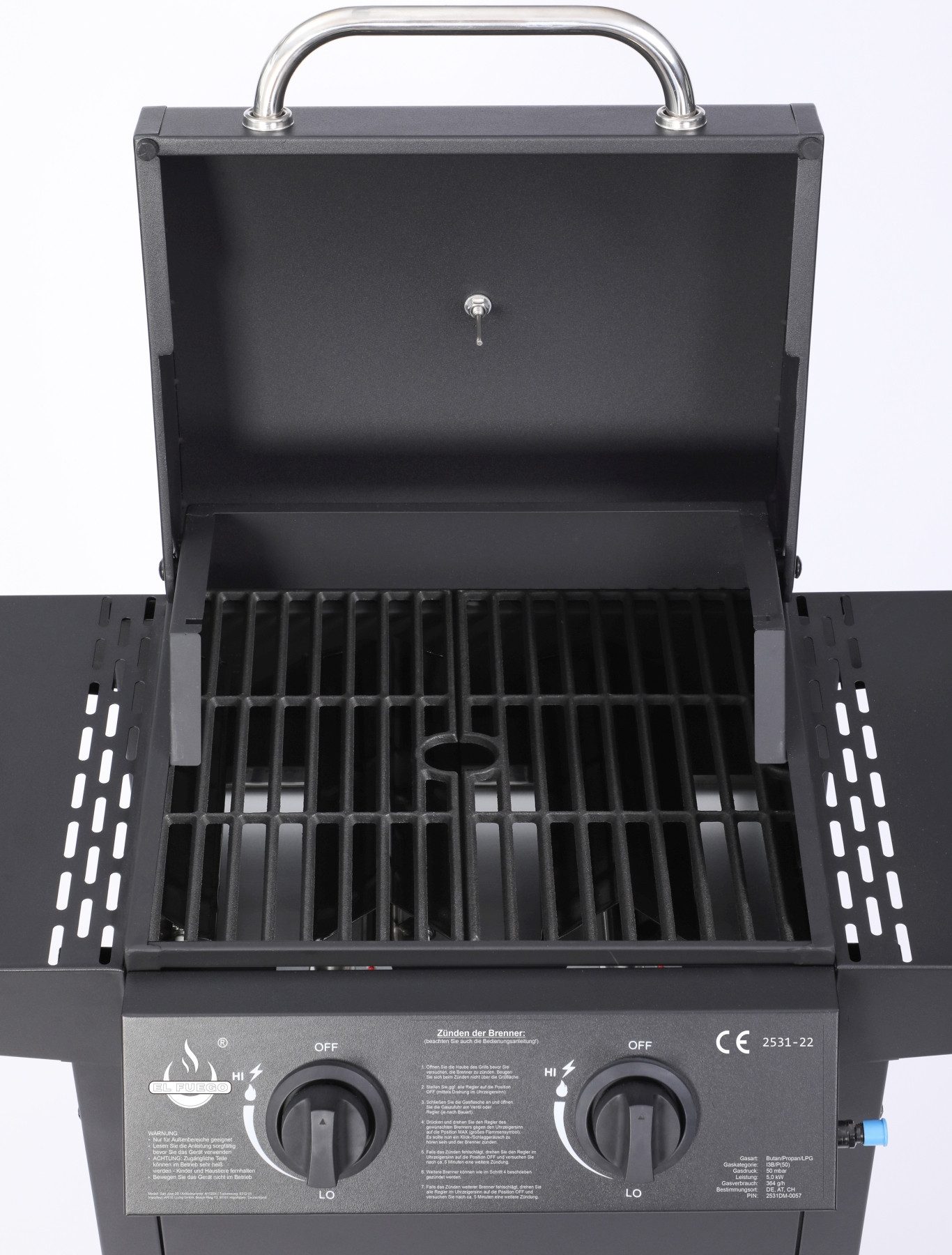 El Fuego Gasgrill San Jose 2 Brenner, mit gusseisernem Grillrost – Bild 3 von 5
