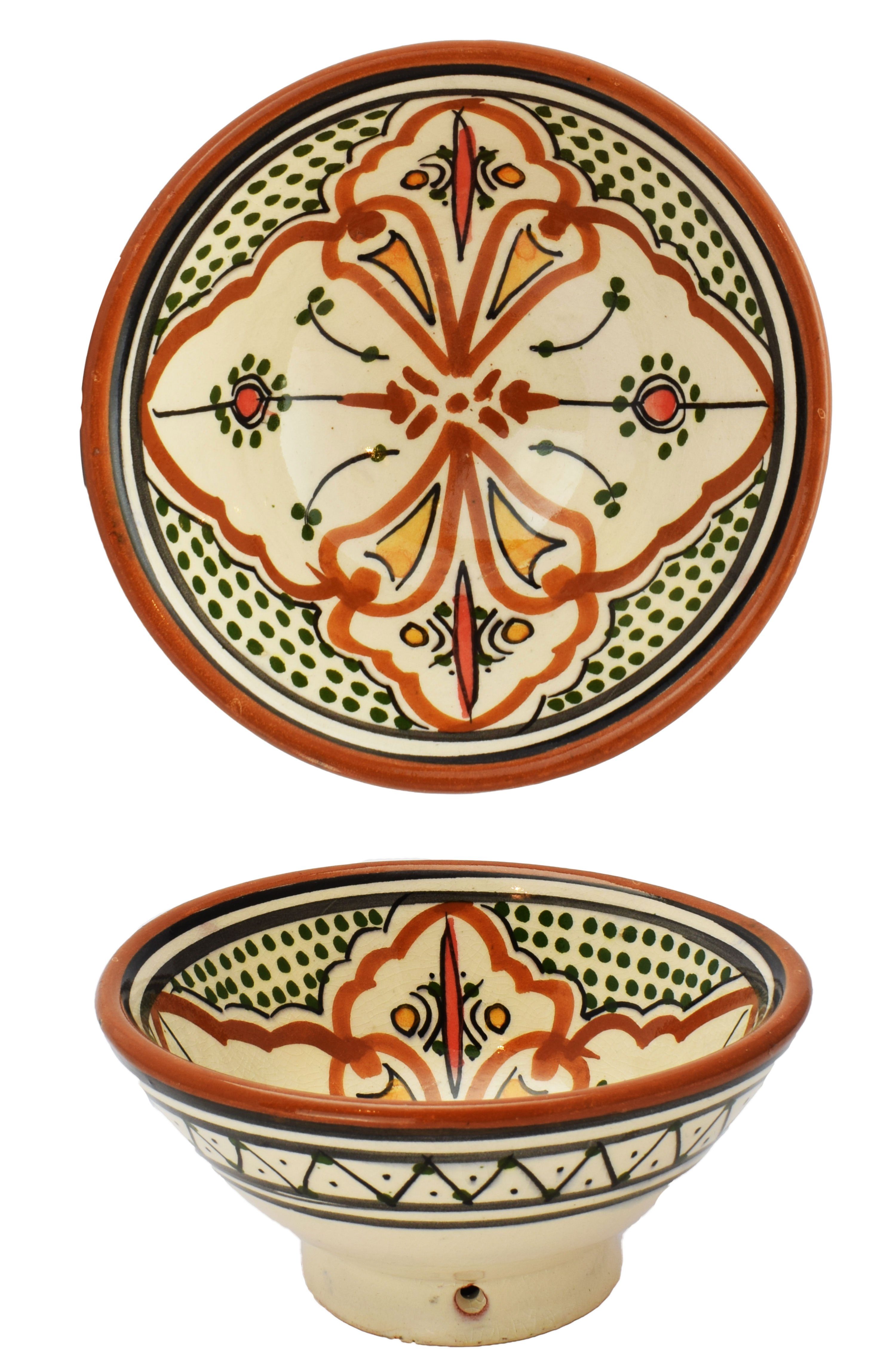 Marrakesch Orient & Mediterran Interior Dipschale Ciotola marocchina in ceramica Amaru marrone, realizzata a mano, 13 cm, Keramik, (1-tlg), Handbemalt