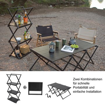 TWSOUL Klapptisch Multifunktionaler Klapptisch, Picknicktisch, 110*45*30cm, Kann als Lagerregal verwendet werden