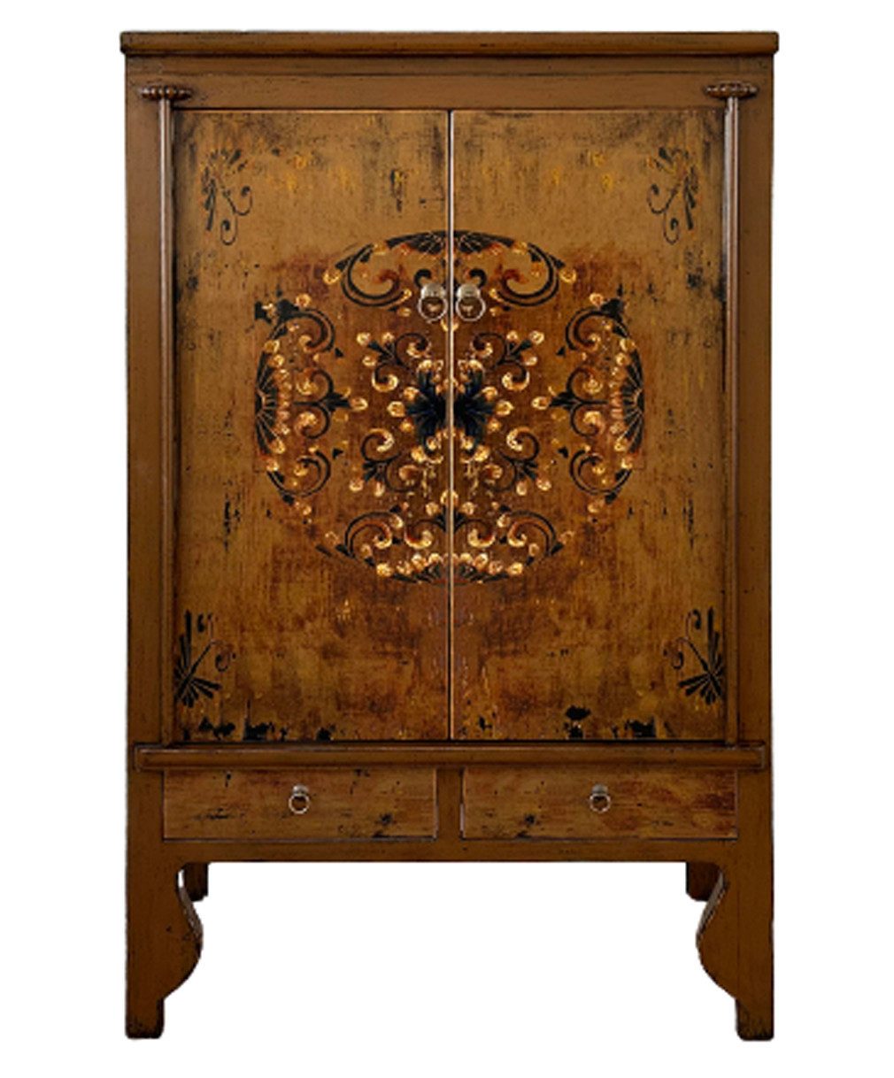 OPIUM OUTLET Drehtürenschrank Schrank Kommode Asia Möbel Hochzeitsschrank (B x T x H: 105 x 55 x 175 cm, komplett montiert, Vintage-Stil) chinesisch asiatisch orientalisch