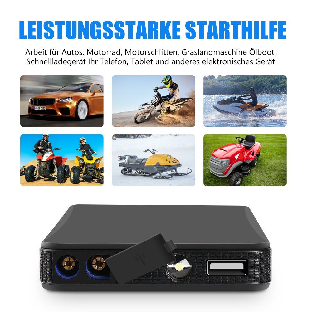 MDHAND Autobatterie-Ladegerät 6000mAh tragbares Schwarzes Fast (2-tlg., Charge)