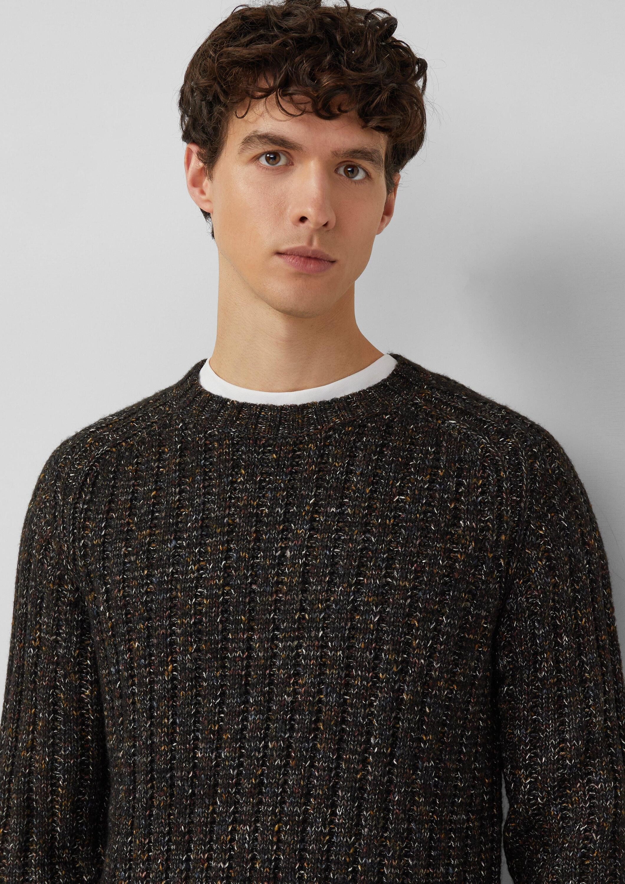 s.Oliver Longpullover Strickpullover Gerippter Multi-Colour-Strickpullover aus Baumwollmix