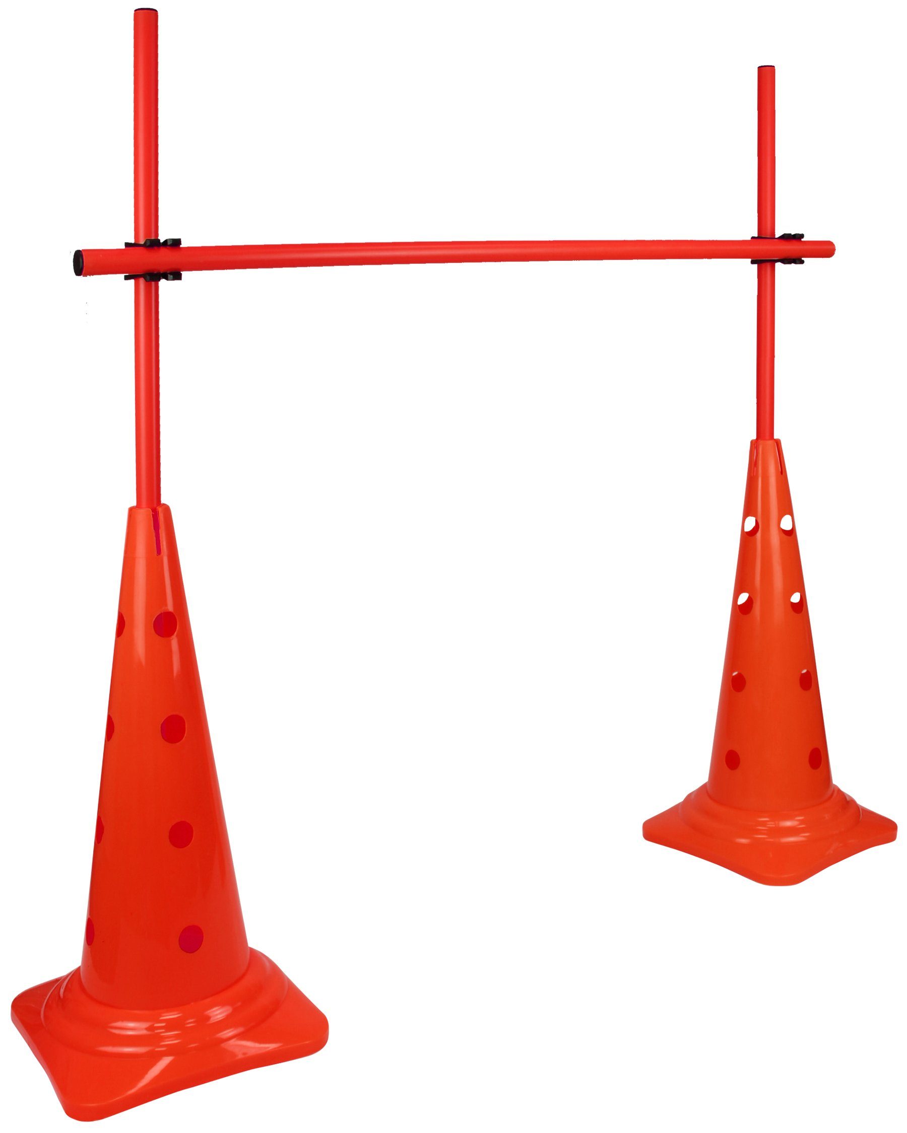 SPORTIKEL24 Agility-Hürde Kegel 50 Hürdenset mit Stangen 100 cm Farbe Rot, Sprunghöhe flexibel einstellbar