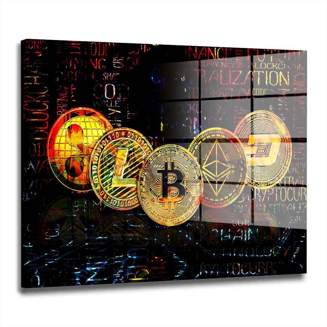Acrylglasbild Kryptowährungen Trading & Börse Acrylglas Wandbild Bild Wanddeko Wohnz