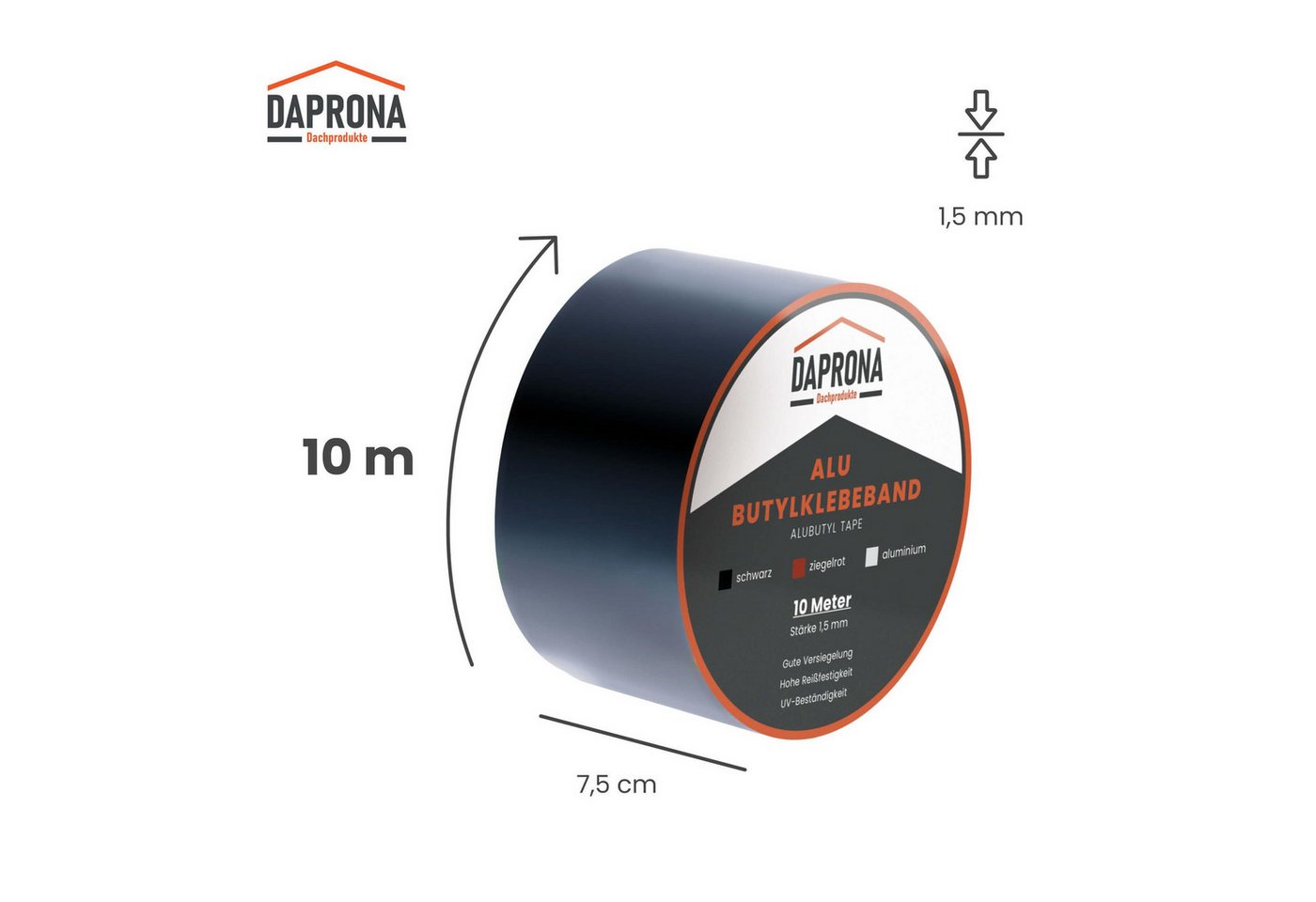 Thumbnail - DAPRONA Dichtband (Butylband, Panzertape 10m x 75mm, 4 Stück Schwarz Dichtungsband Alu, 4-St) Reparaturband, Dichtband F...