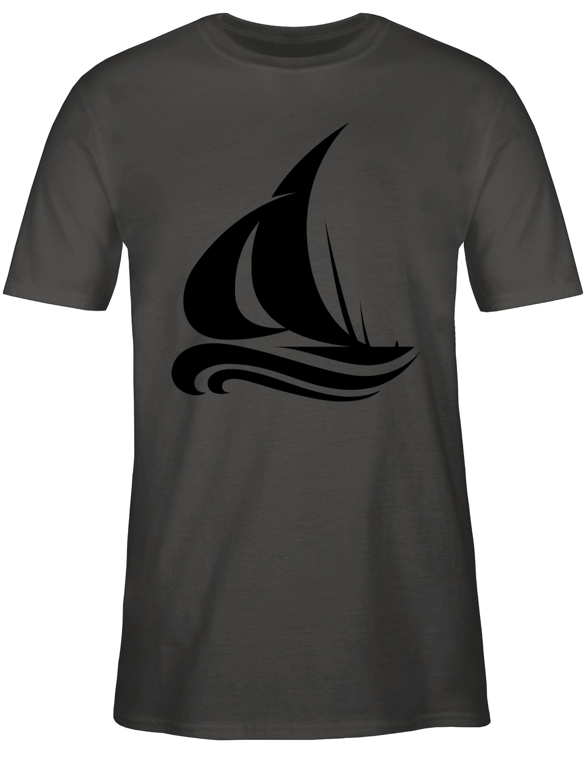 Dunkelgrau Deko Segelboot Schiff & 1 Boot Shirtracer T-Shirt Wellen