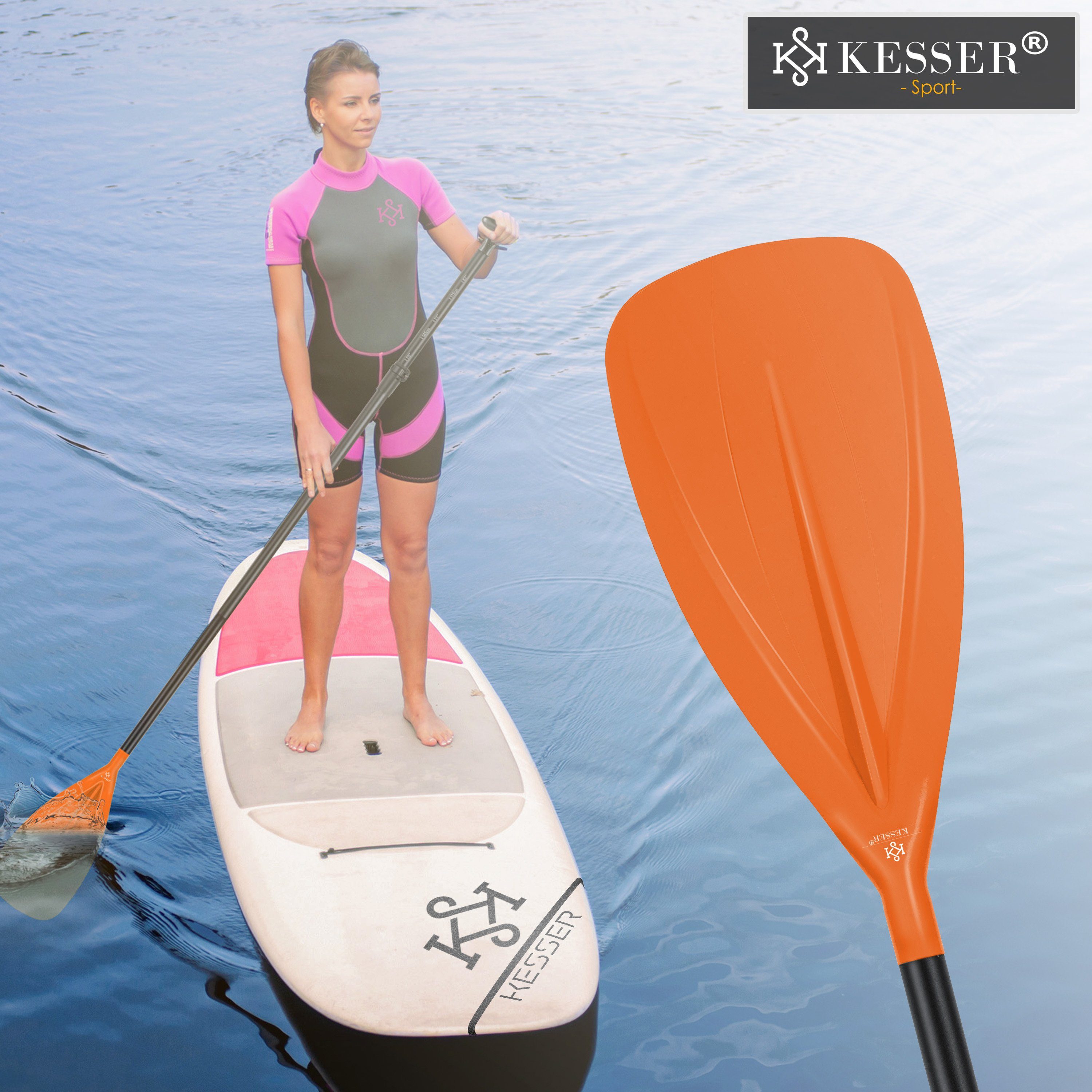 Stand-Up Kayak orange 3-teilig Paddling SUP Paddle Board für SUP-Paddel, KESSER