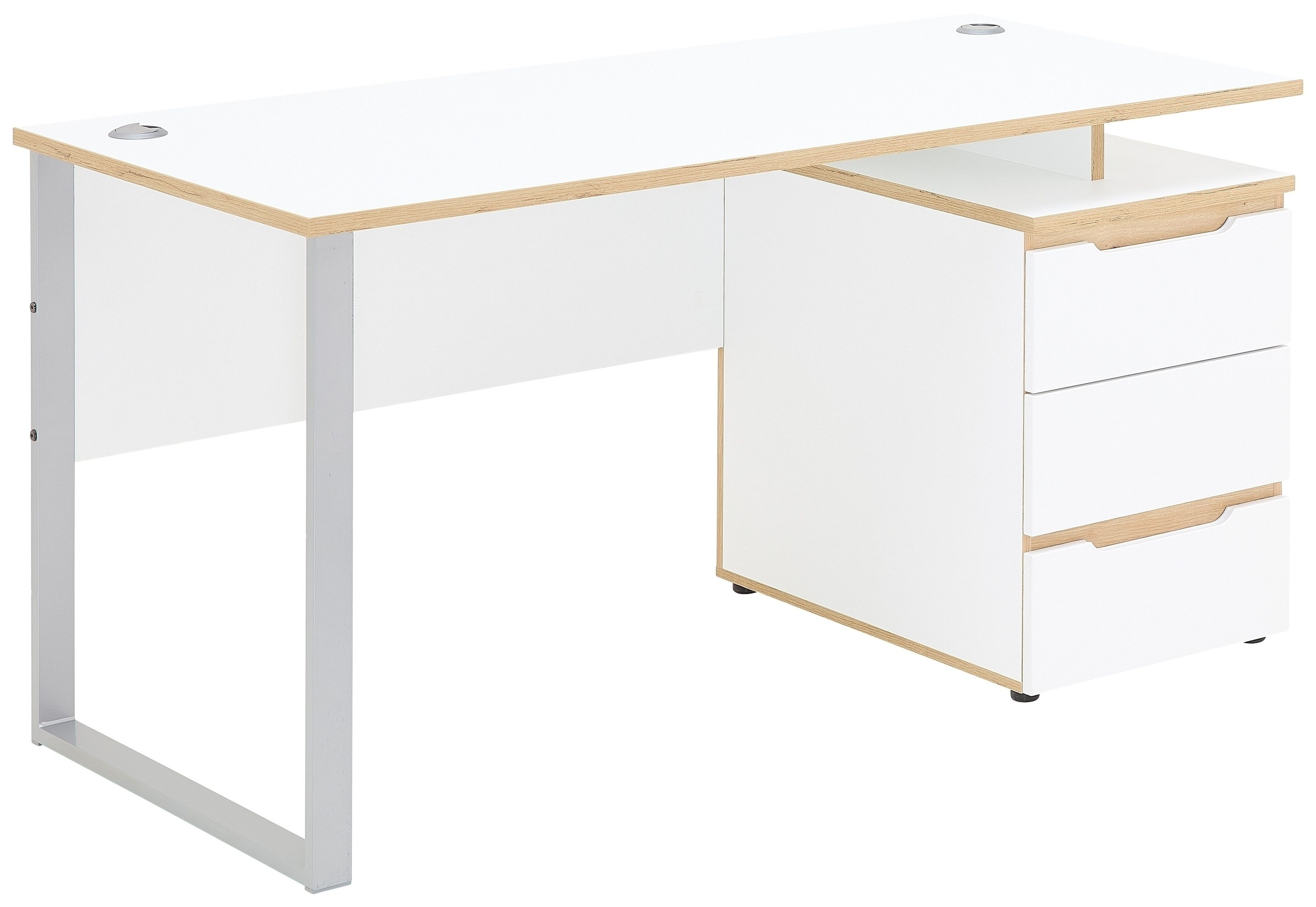 freiraum Schreibtisch Memphis, in Weiß / Artisan / silber - 150x77x73 (BxHxT)