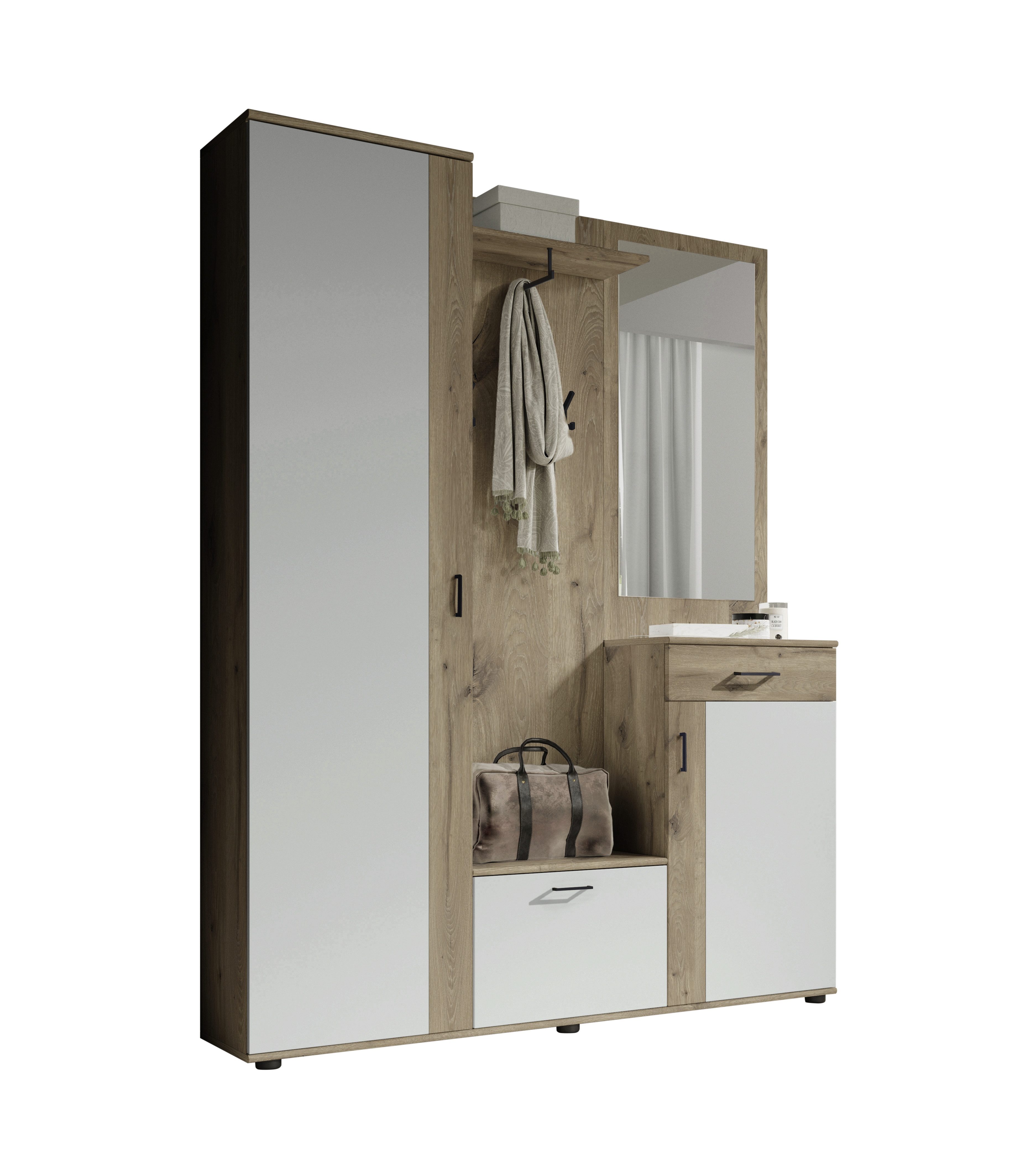 HBZ Kompaktgarderobe "Jens mit Spiegel, Flurgarderobe BxHxT 145x184x29 cm", günstig online kaufen