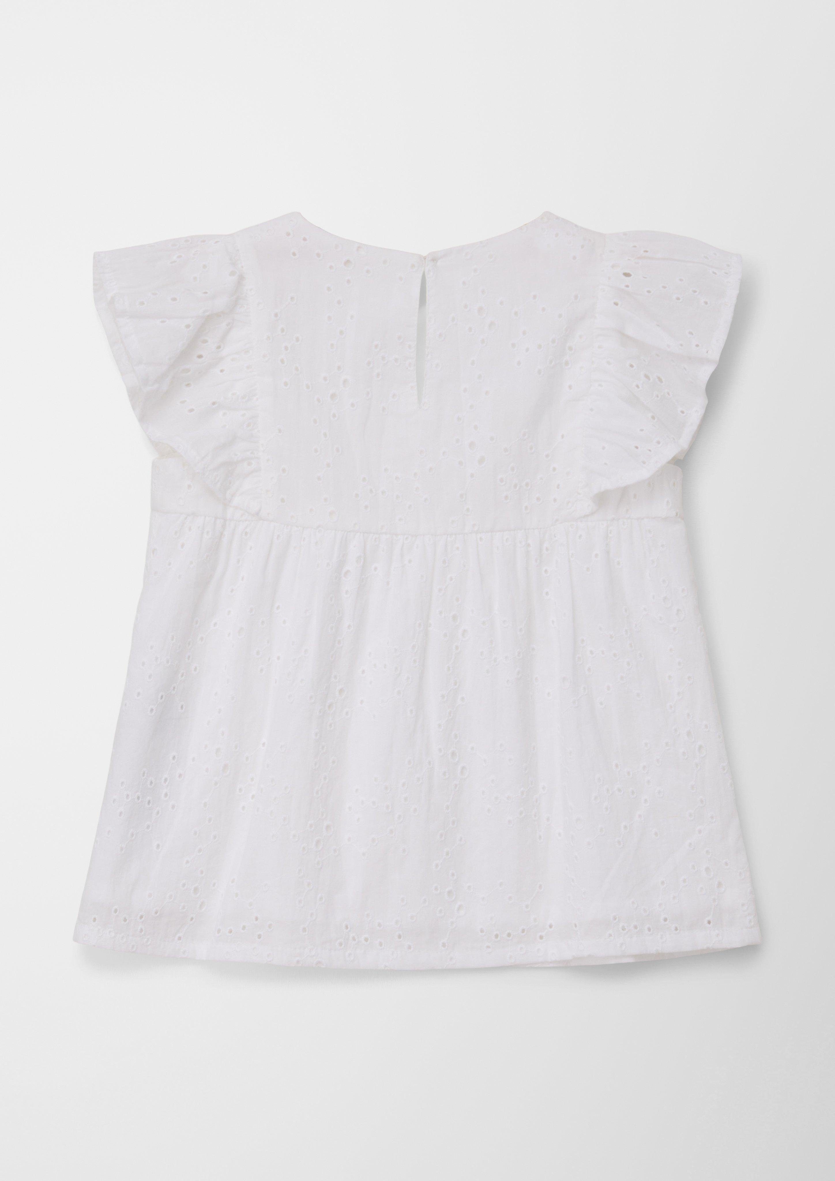 Raffung Bluse Kurzarmbluse s.Oliver Broderie Anglaise aus
